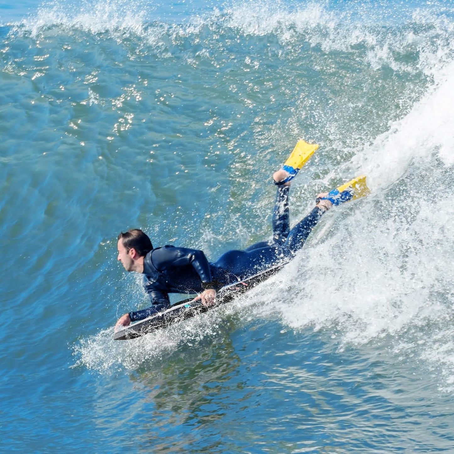 Goplus 41''/37''/33'' Lightweight Body Board for Beach, Surf Board with EPS Core, XPE Deck, HDPE Slick Bottom, Wrist Leash, Bodyboard for Kids Adults Surfing