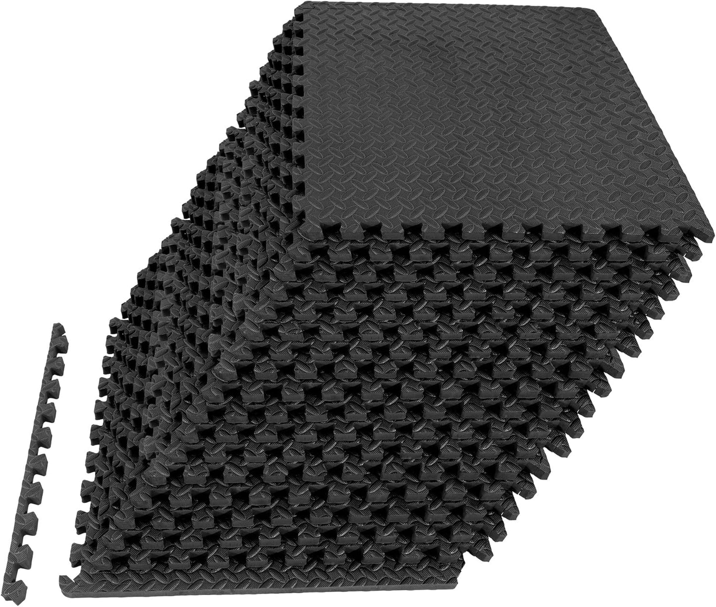 Puzzle Exercise Gym Flooring Mat, 1" Thick High-Density EVA Interlocking Tiles, Workout Mat for Home Gym, Fitness Equipment, MMA, Gymnastics, 18-Piece Shock-Absorbing Exercise Mat (72 Sq Ft)