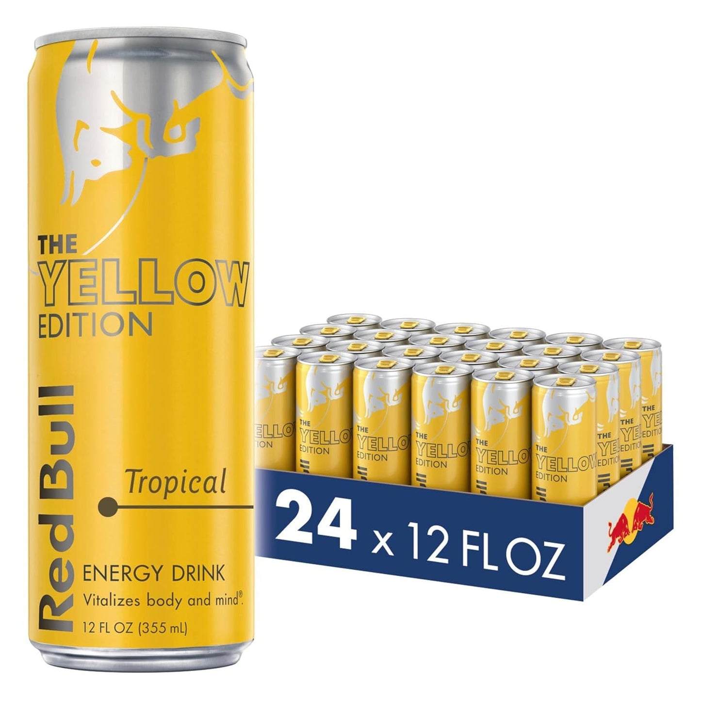 Red Bull Yellow Edition Energy Drink, Tropical, with 114mg Caffeine plus Taurine & B Vitamins, 12 Fl Oz, Pack of 24 Cans