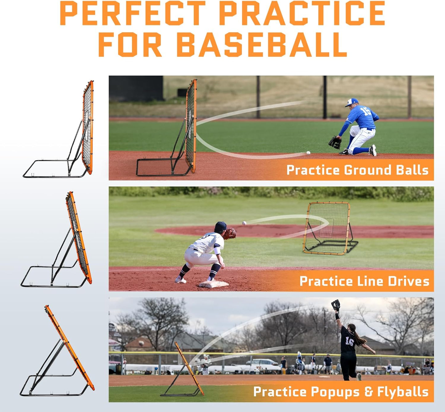 Volleyball Rebounder Net, Soccer Rebounder, Lacrosse Rebounder, Baseball Rebounder Net | Improve Pitching and Fielding Training, Spiking, Passing and Shooting Skills