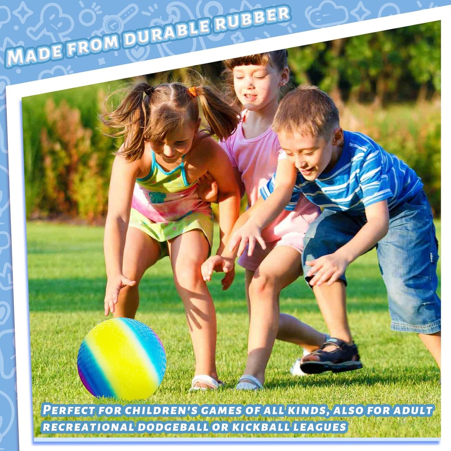 LovesTown Playground Ball with Pump, 8.5 Inch Kickball Dodgeball, for 4 Square Ball Game, Kids Sport Play