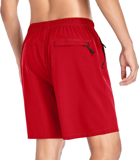 Men's Gym Shorts Sports Quick Dry Workout Running or Casual Training Short with Zipper Pockets