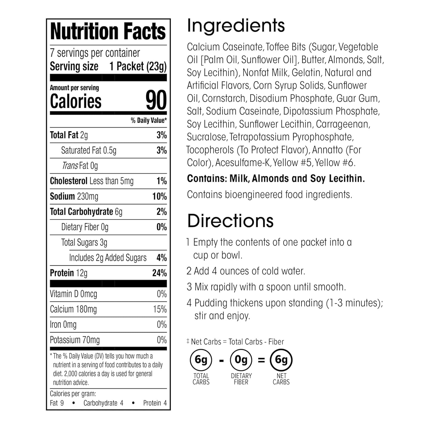 WonderSlim Protein Pudding, Toffee Cream, Gluten Free, Low Carb (7ct)