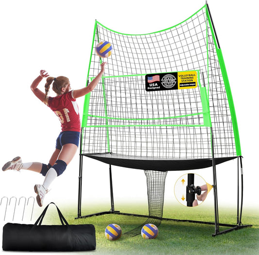 Volleyball Training Equipment, Height Freely Adjustable Practice Net System for Spike Hitting Serving, Portable Volleyball Net for Backyard Indoor Outdoor Use