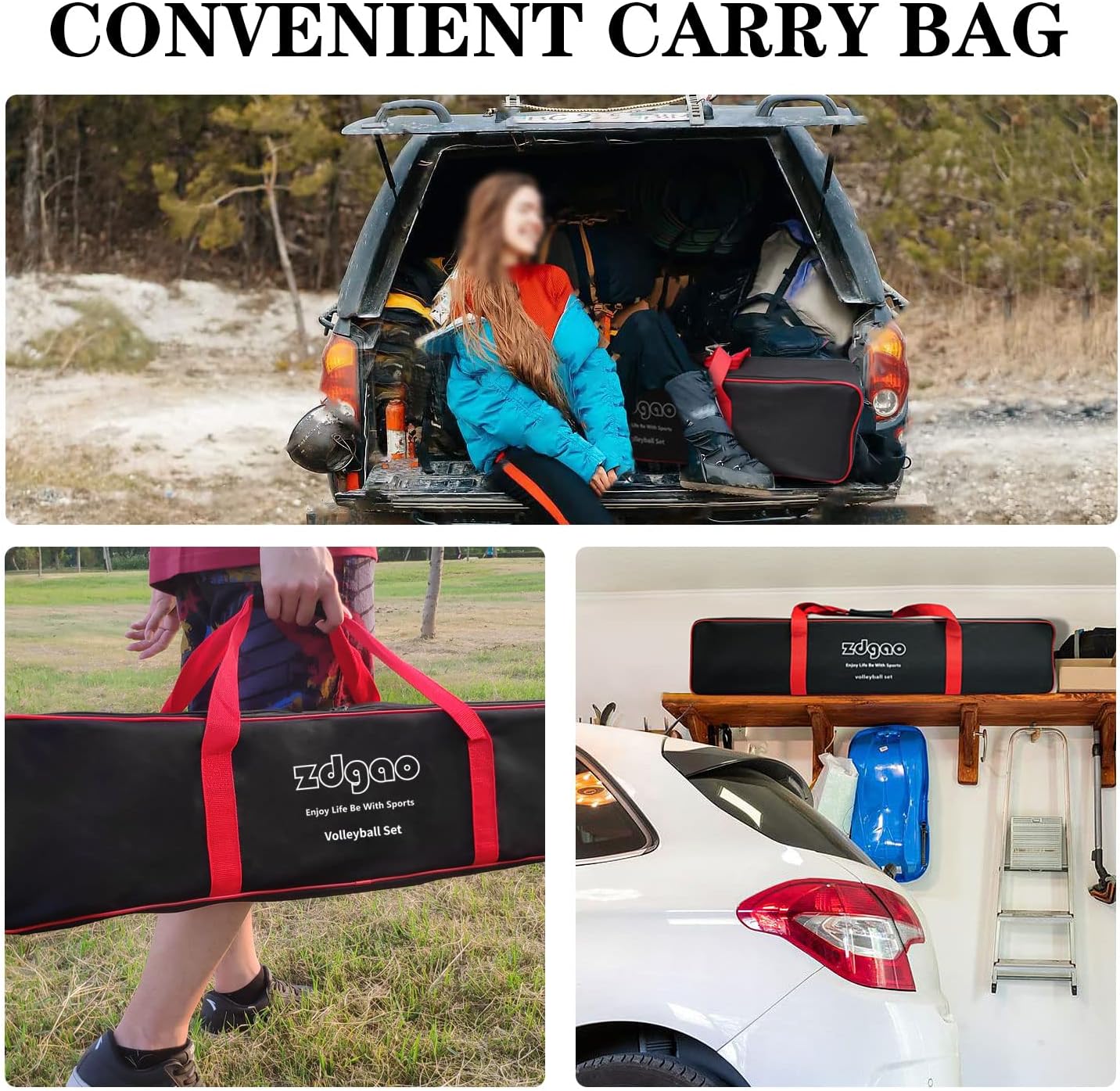 Volleyball Net Outdoor - Portable Volleyball Set for Backyard with Professional Volleyball Net, Wrap Yarn Volleyball and Pump, Boundary Line, Carry Bag