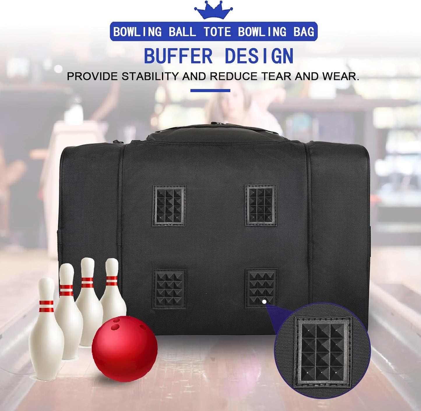 Goloni Bowling Ball Bag for Singer Ball with Padded Ball Holder, 2 Pockets fit Bowling Shoes Up to Mens Size 14 and Accessories