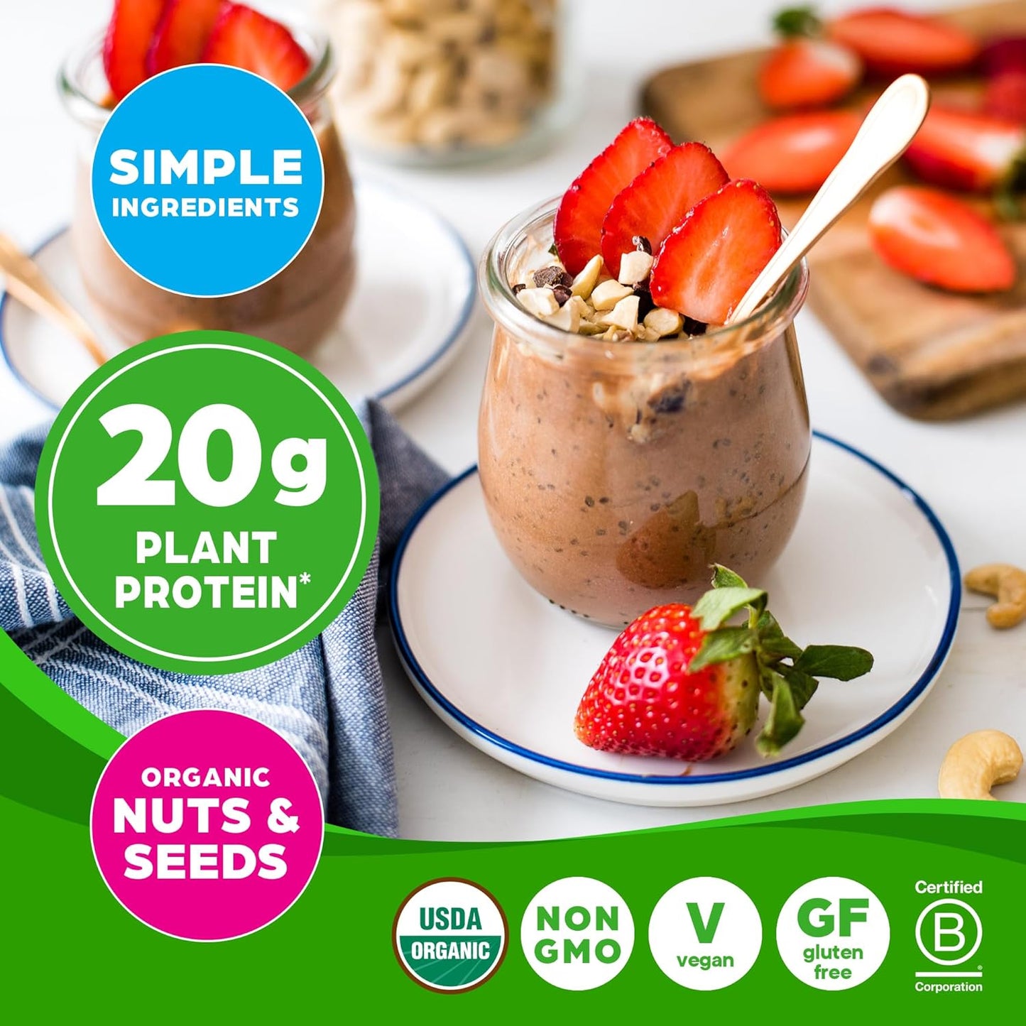 Orgain Organic Simple Vegan Protein Powder, Chocolate - 20g Plant Based Protein, Made with less Ingredients, No Artificial Sweeteners, Gluten Free, No Dairy or Lactose, 1.25 lb (Packaging May Vary)