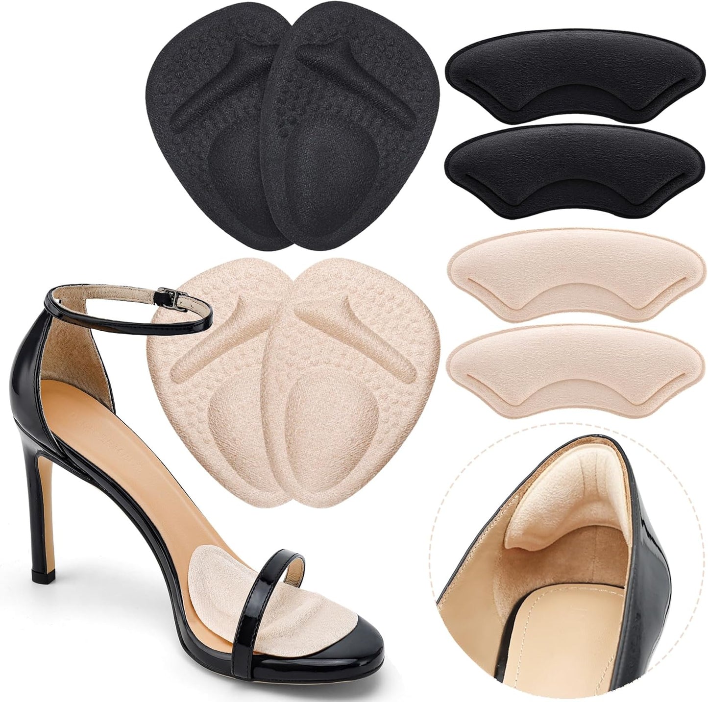 Ball of Foot Cushions,Metatarsal Pads for Women,Heel Cushion Pads, Heel Grips Liners for Heel Pain Relief, Blisters,Friction, Non-Slip Shoe Inserts for Loose Shoes,Shoe Fillers Make Shoes Fit Tighter