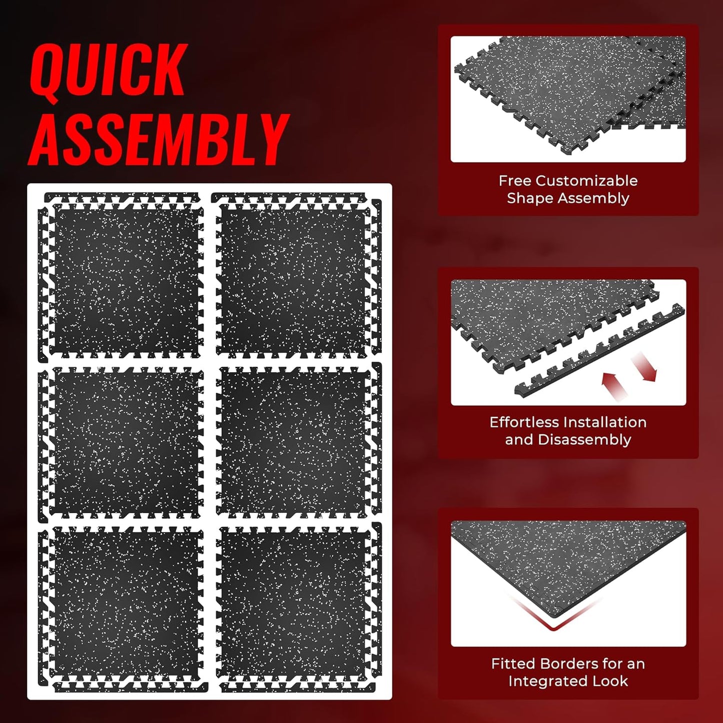 SUPERJARE 0.79 Inch Gym Flooring for Home Gym, Exercise Equipment Mats with Rubber Top, Interlocking Rubber Floor Tiles for Home Gym and Fitness Room, Protective Flooring Mat