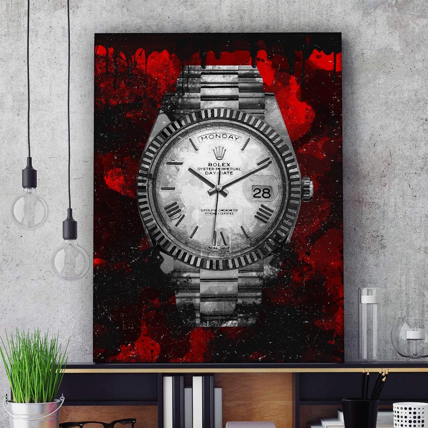 Luxury Watch Canvas Print Office Wall Decor Modern Art Pop Culture Decoration Inspiration Clock Timer Prints Framed Arts Walls Furniture (36" x 24")