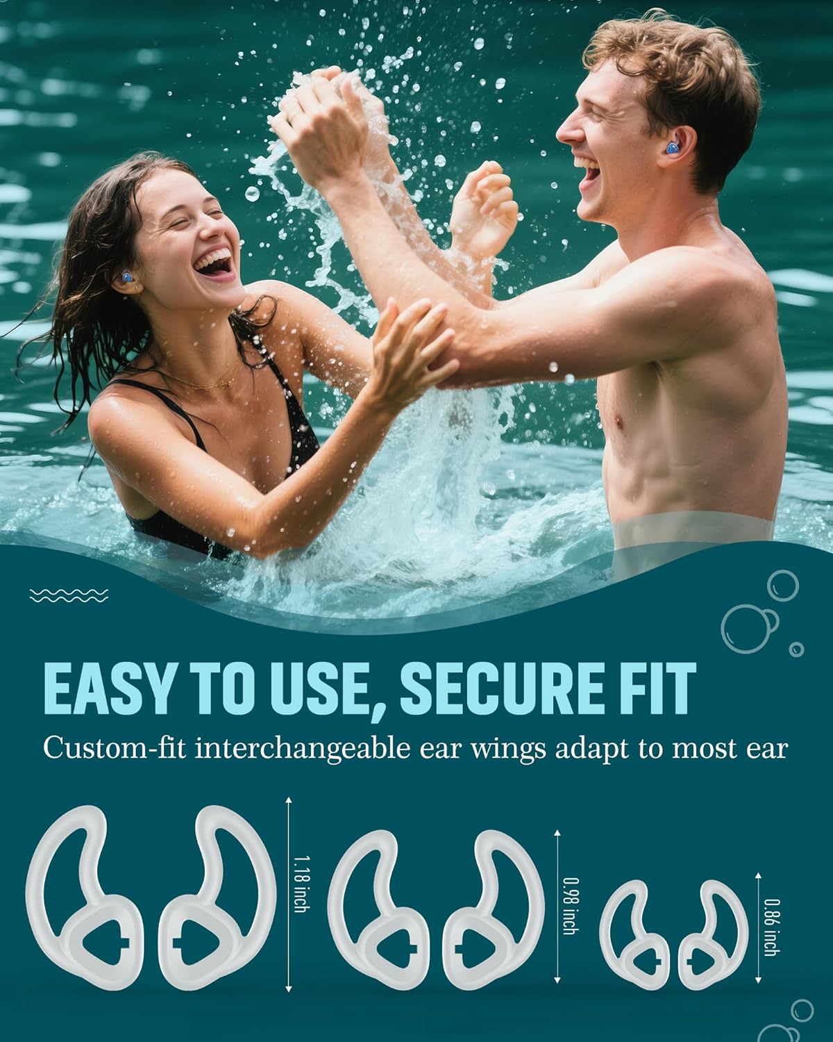 Hearprotek [2 Pairs] Swimmer Ear Plugs,Custom-fit Water Protection Adult Swimming earplugs for Swimmers Pool Shower Bathing and Other Water Sports