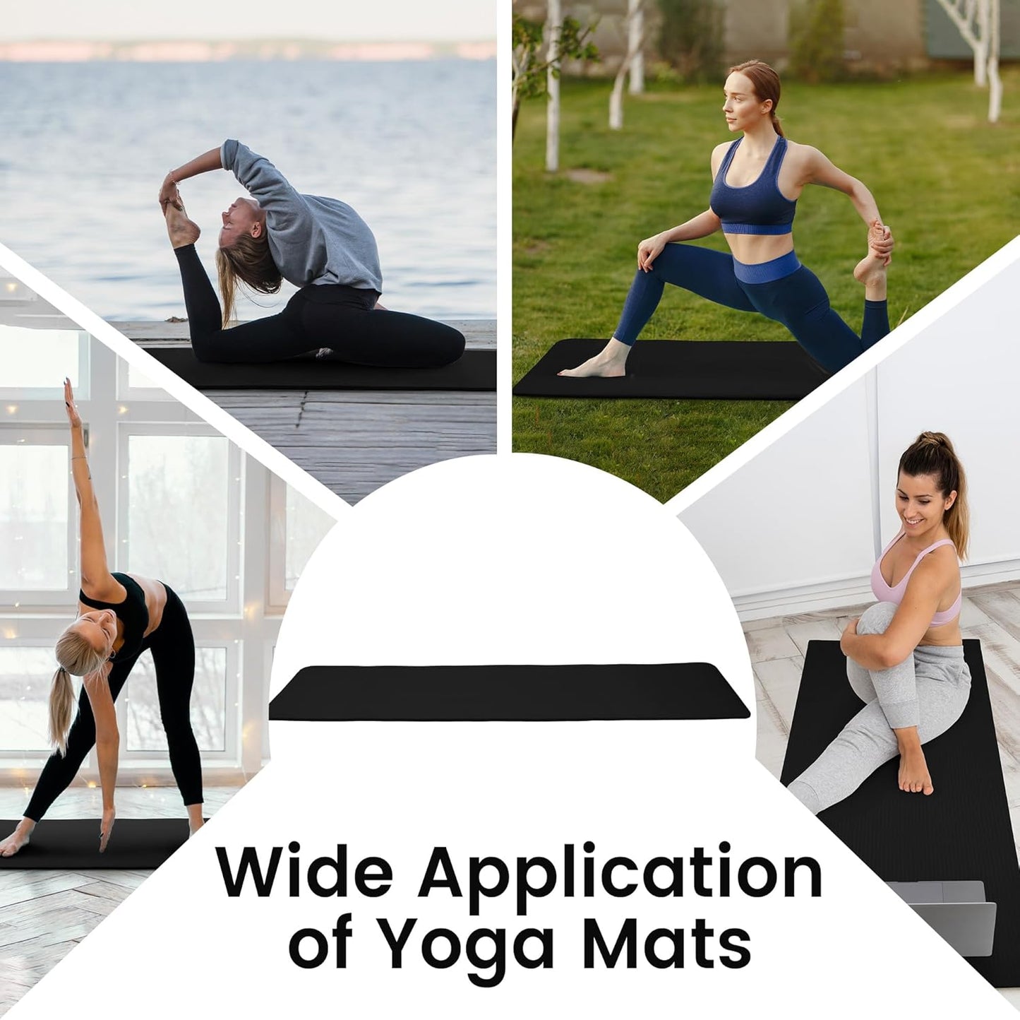 Yoga Mat, 1/2-Inch Extra Thick High Density Exercise Mat, Anti-Tear Exercise Yoga Mat with Carrying Strap, Suitable for Various Yoga Exercises