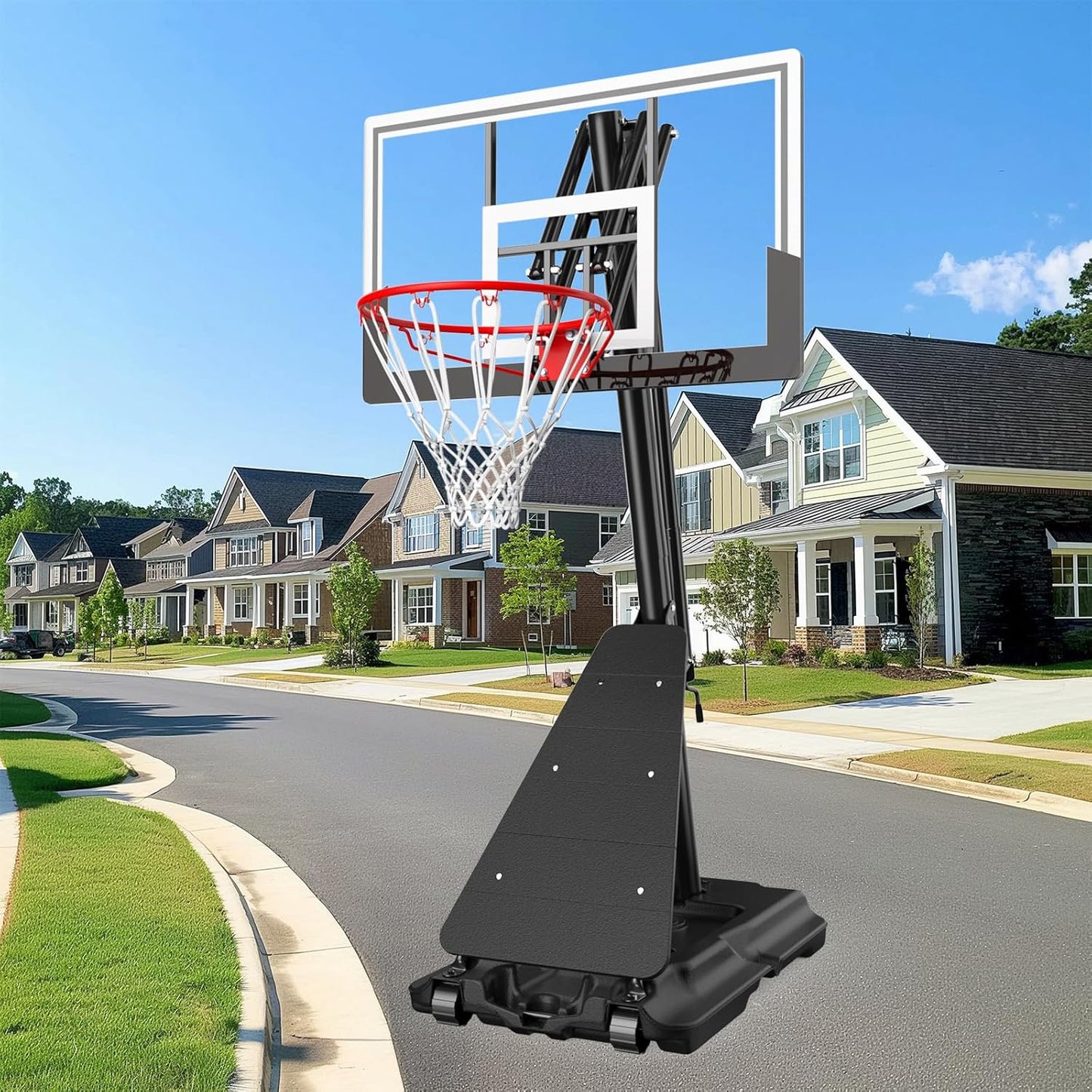 IGL In ground Basketball Hoops Outdoor, 10ft Height Adjustable Basketball Goal In ground with Shatterproof Backboard and Pro-Style Rim