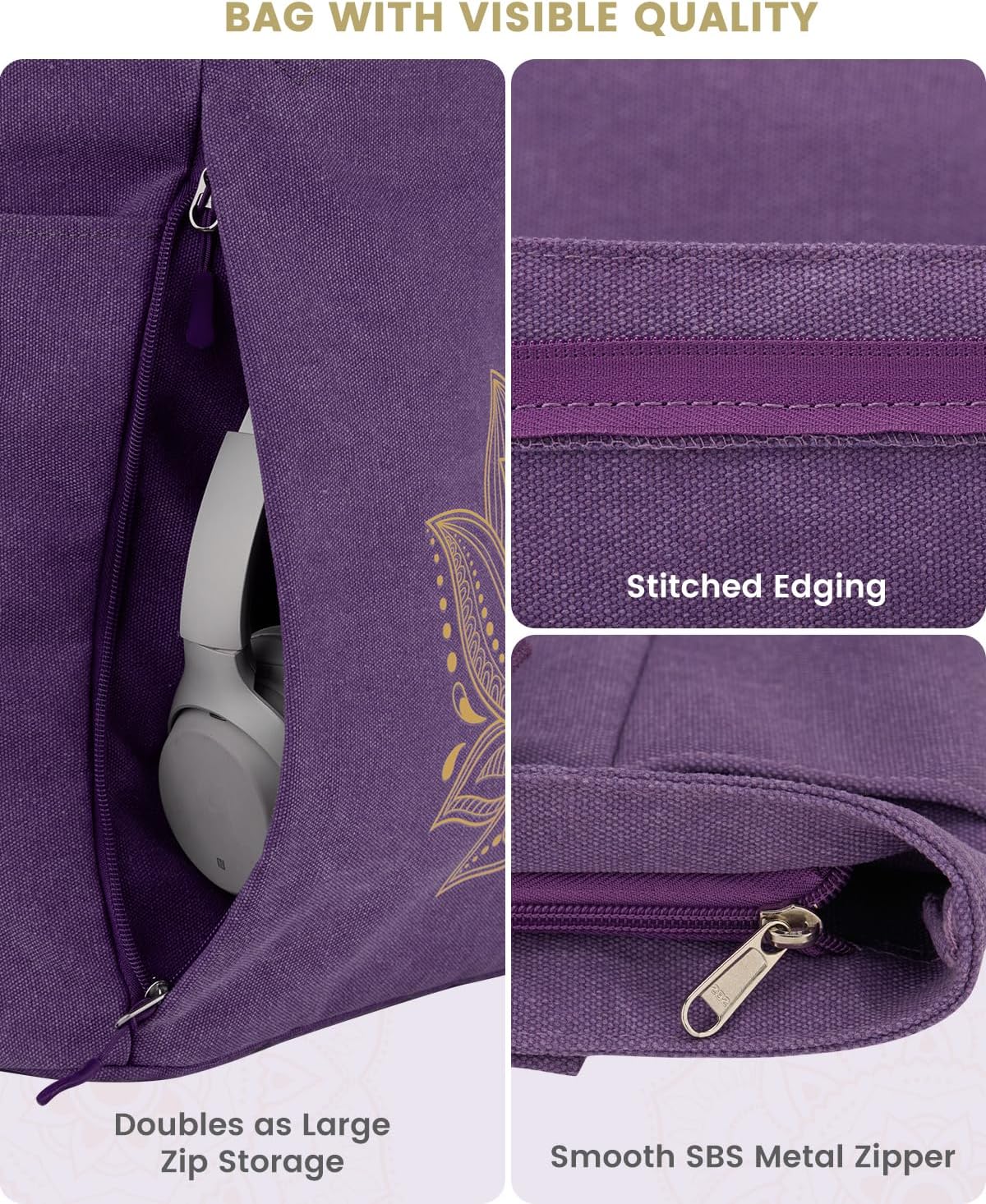 Gonex Yoga Mat Bag, Large Tote Bag with Multi Pockets for Women Men, Canvas Mat Carrier, Full Zipper Easy Access for Pilates Gym Travel