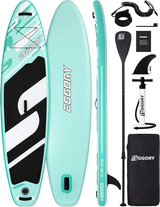 Inflatable Paddle Board,Stand Up Paddle Board Set, Extra Wide SUP Board with Removable Fin, Floating Paddle, Hand Pump, Waterproof Phone Pouch,Traveling Board