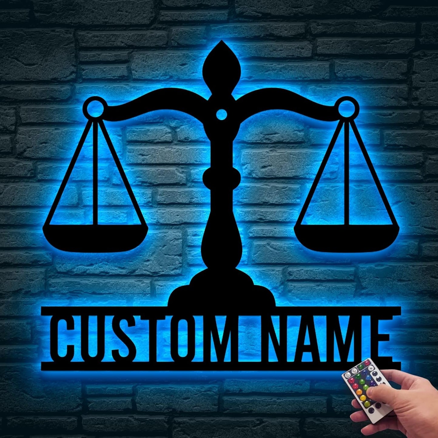 Personalized Lawyer Metal Sign LED Light, Custom Scales of Justice Metal Wall Art With LED Lights, Wall Art Hanging Home Decor Birthday Xmas Gift
