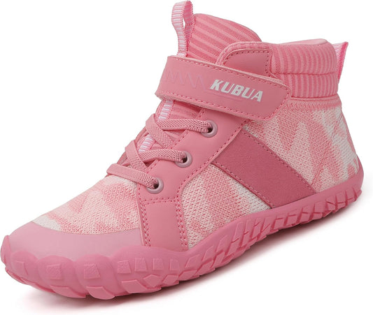 KUBUA Kids High Top Barefoot Shoes Boys Girls Minimalist Sneakers Lightweight Comfort Zero Drop Shoes Toddler Little Big Kid