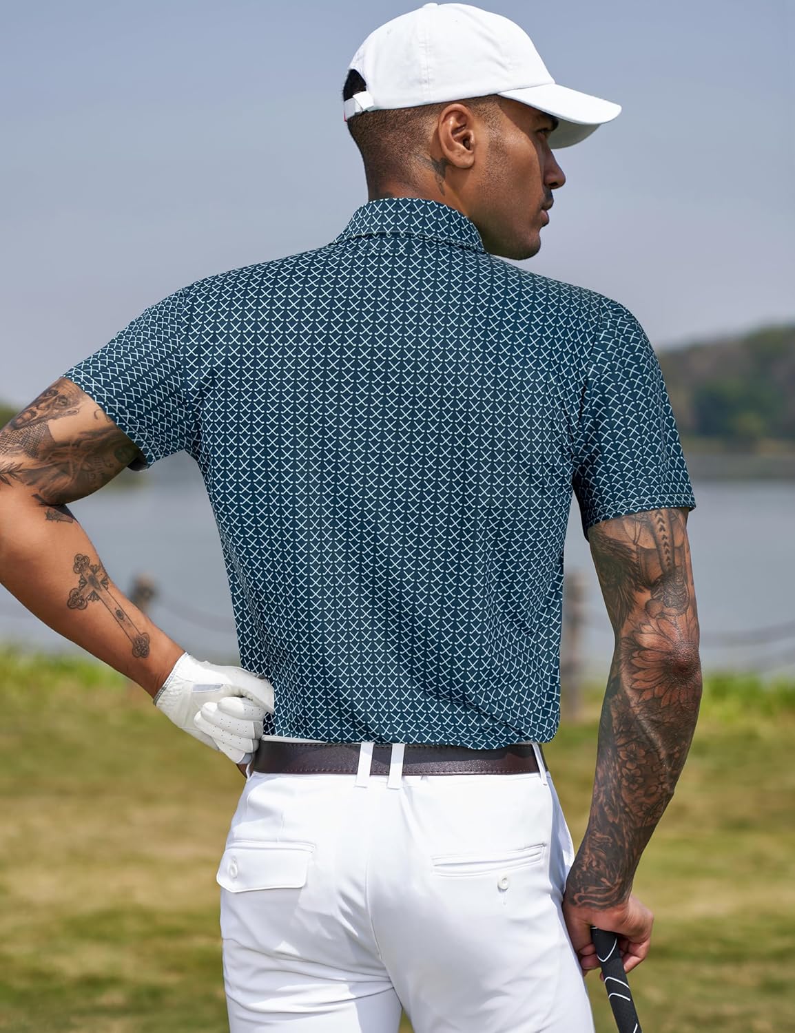 TAPULCO Mens Quick Dry Polo Shirts Camouflage Pattern Performance Athletic Lightweight Breathable Casual Golf Tshirts