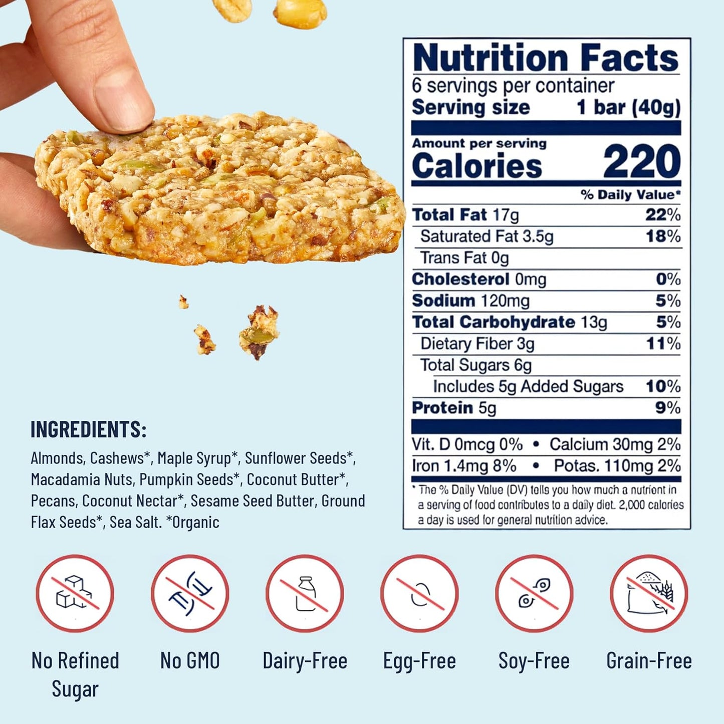 YES Bar – Salted Maple Pecan – Plant Based Protein, Decadent Snack Bar – Vegan, Paleo, Gluten Free, Dairy Free, Low Sugar, Healthy Snack, Breakfast, Low Carb, Keto Friendly (6 Count)