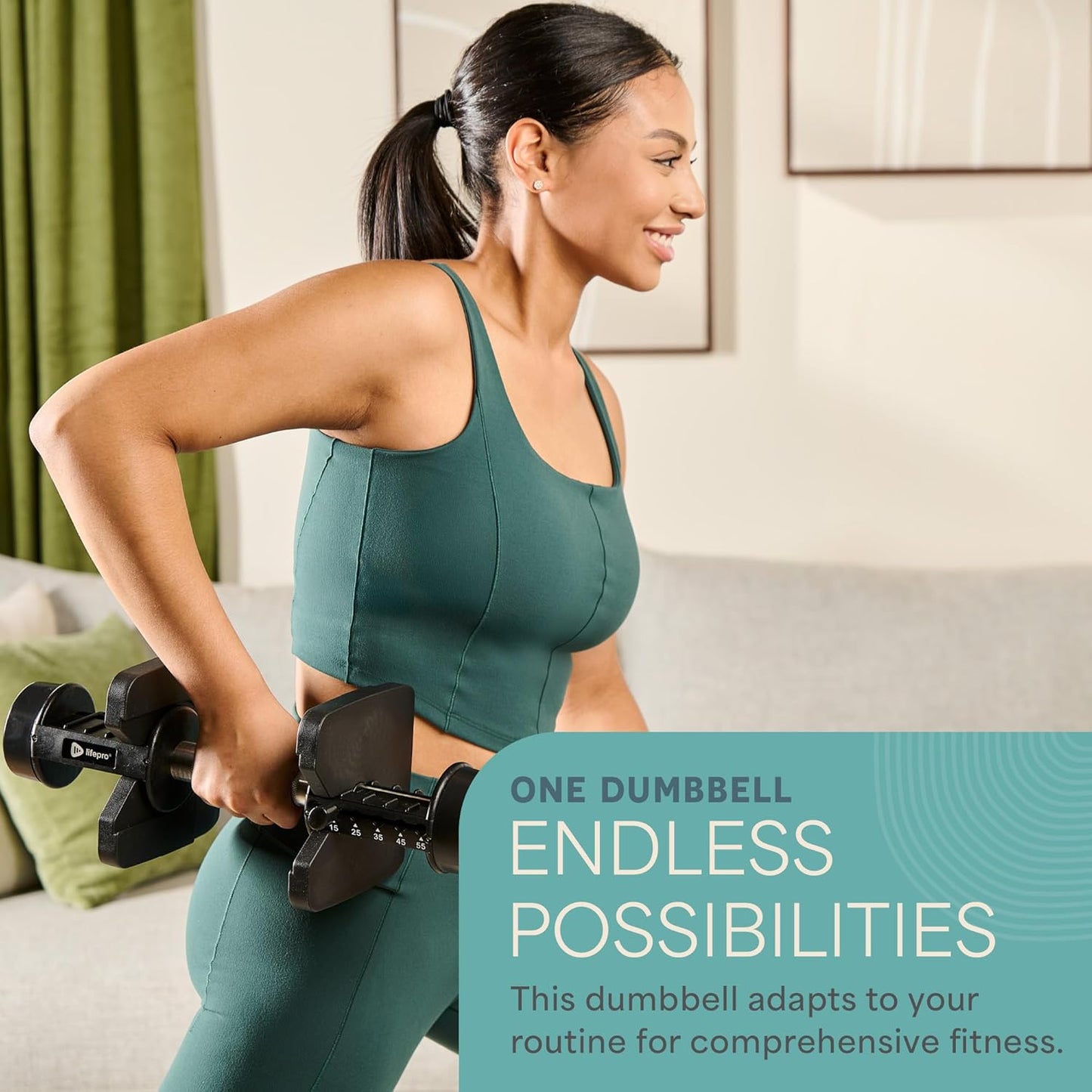 Lifepro Adjustable Dumbbells Set - 5in1-15lb 25lb 43lb 55lb weights Set & Single with Rack - Quick Adjust, Secure Grip - Compact Hand Weights for Men Women Home Gym