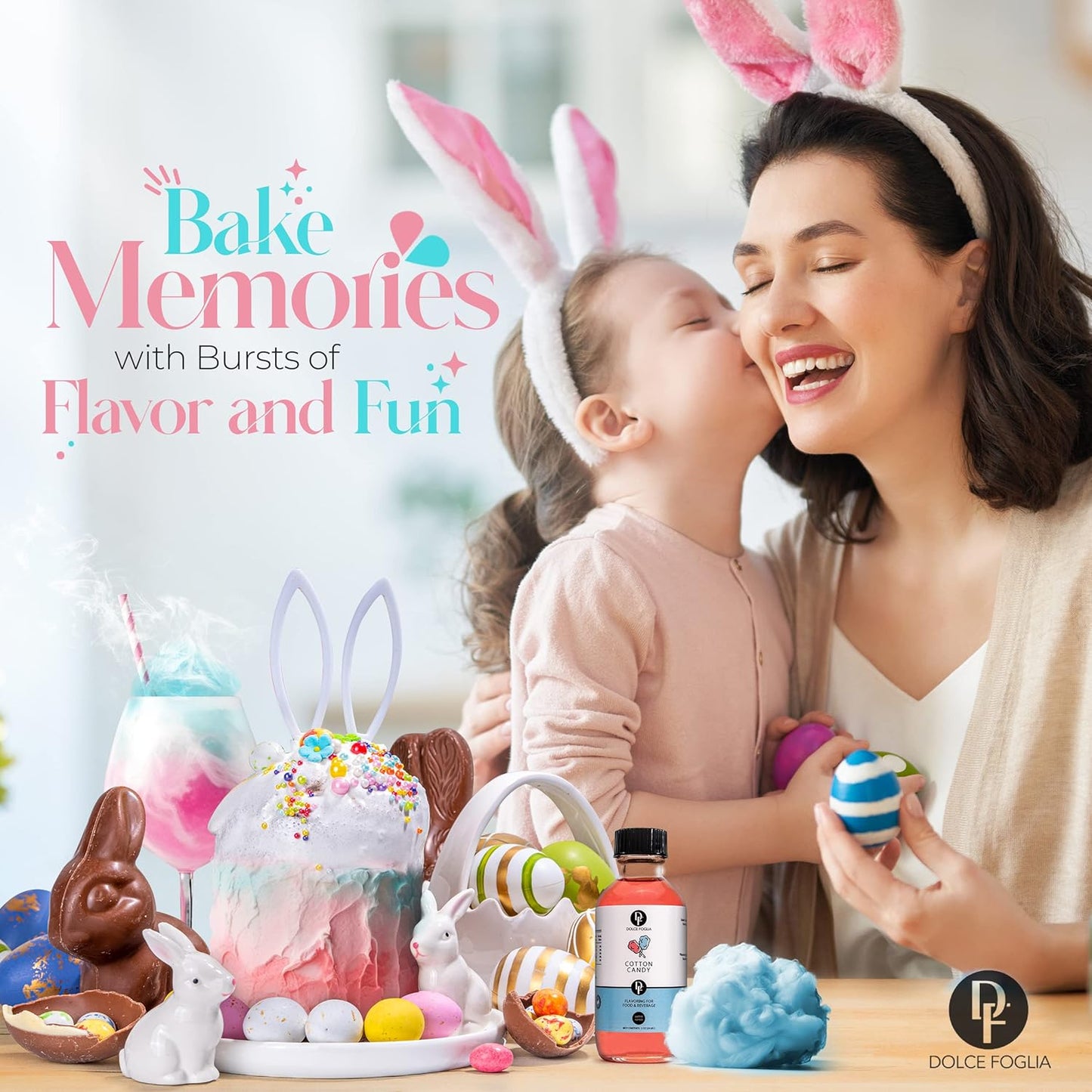 Dolce Flav Cotton Candy Extract – Kosher, Sugar-Free, Concentrated Carnival-Style Flavoring for Baking, Frostings & Drinks, Includes Measured Dropper, 2 oz Pack of 2