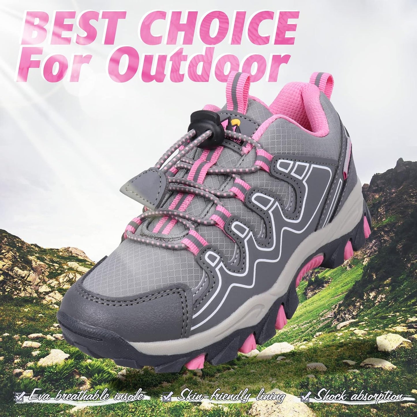 UOVO Boys Girls Kids Sneakers Hiking Running Outdoor Walking Tennis Shoes Waterproof Non Slip Fashion Sneakers(Little/Big Kids