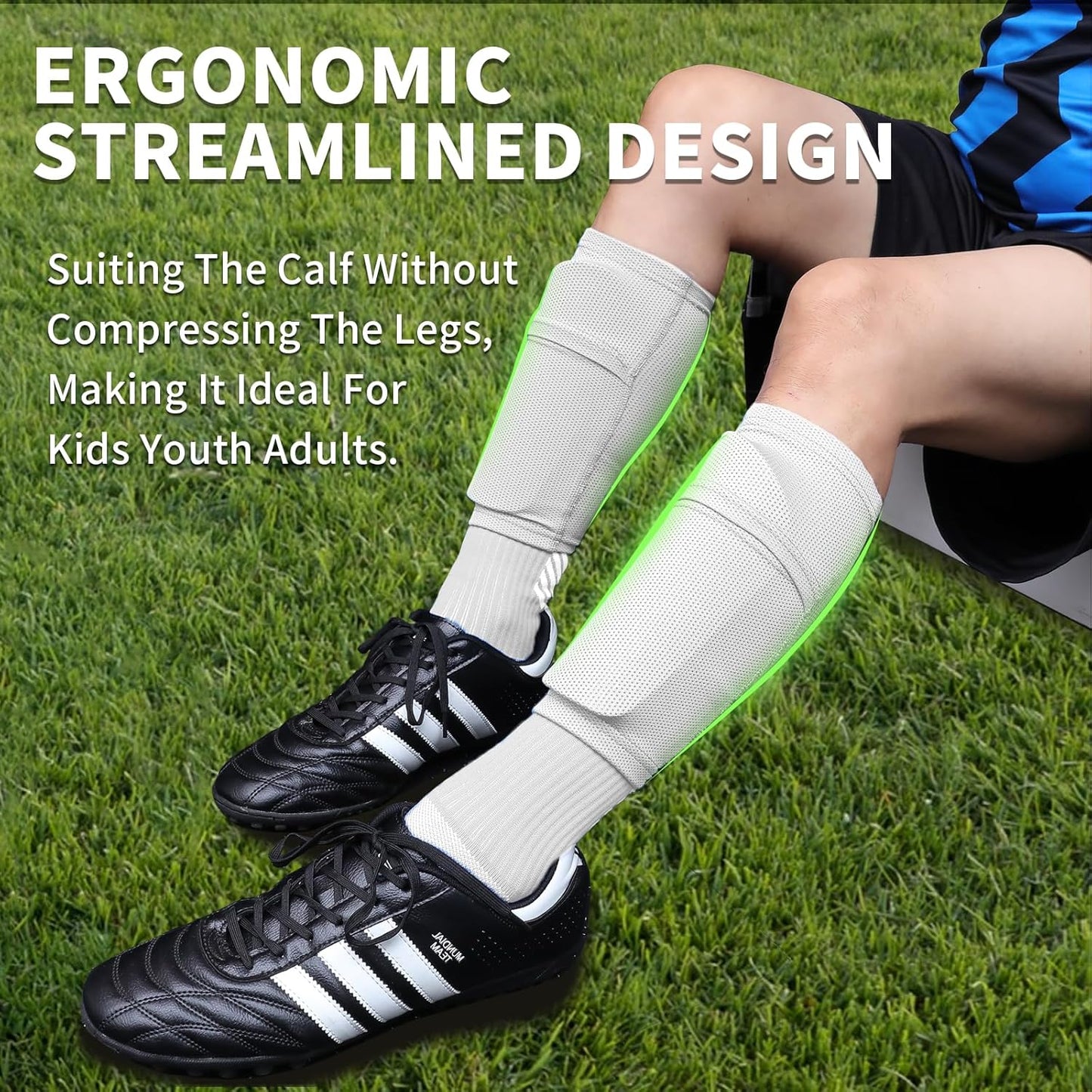 Soccer Shin Guards for Kids Youth Adults - Shin Pads and Sleeves with Optimized Insert Pocket for Boys Girls Men Women for Football Games - Protective Soccer Equipment