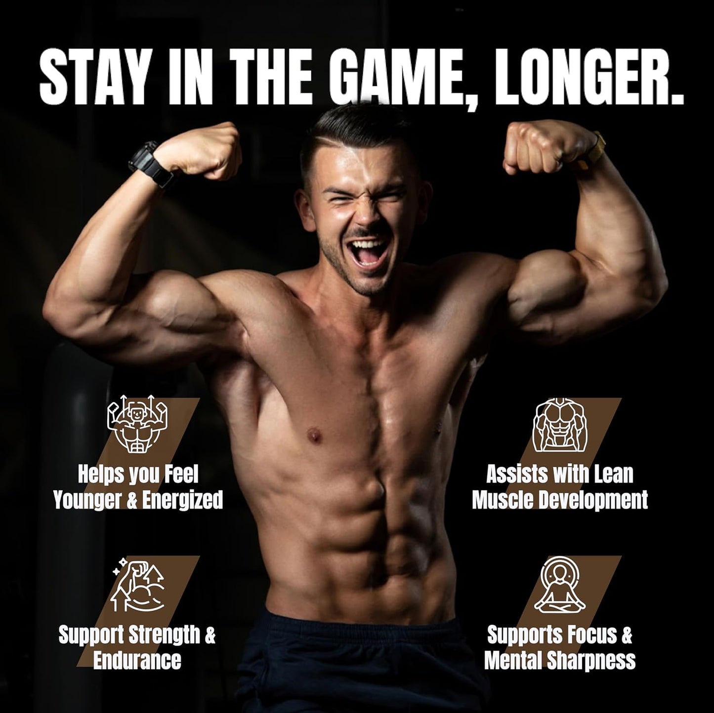 Premium Male Performance Booster - Horny Goat Weed + 8 Ingredients | Pills for Men Fast Acting Blood-Flow, Muscle Building, Energy | 3rd Party Tested Supplement - 60 Pills for Adults