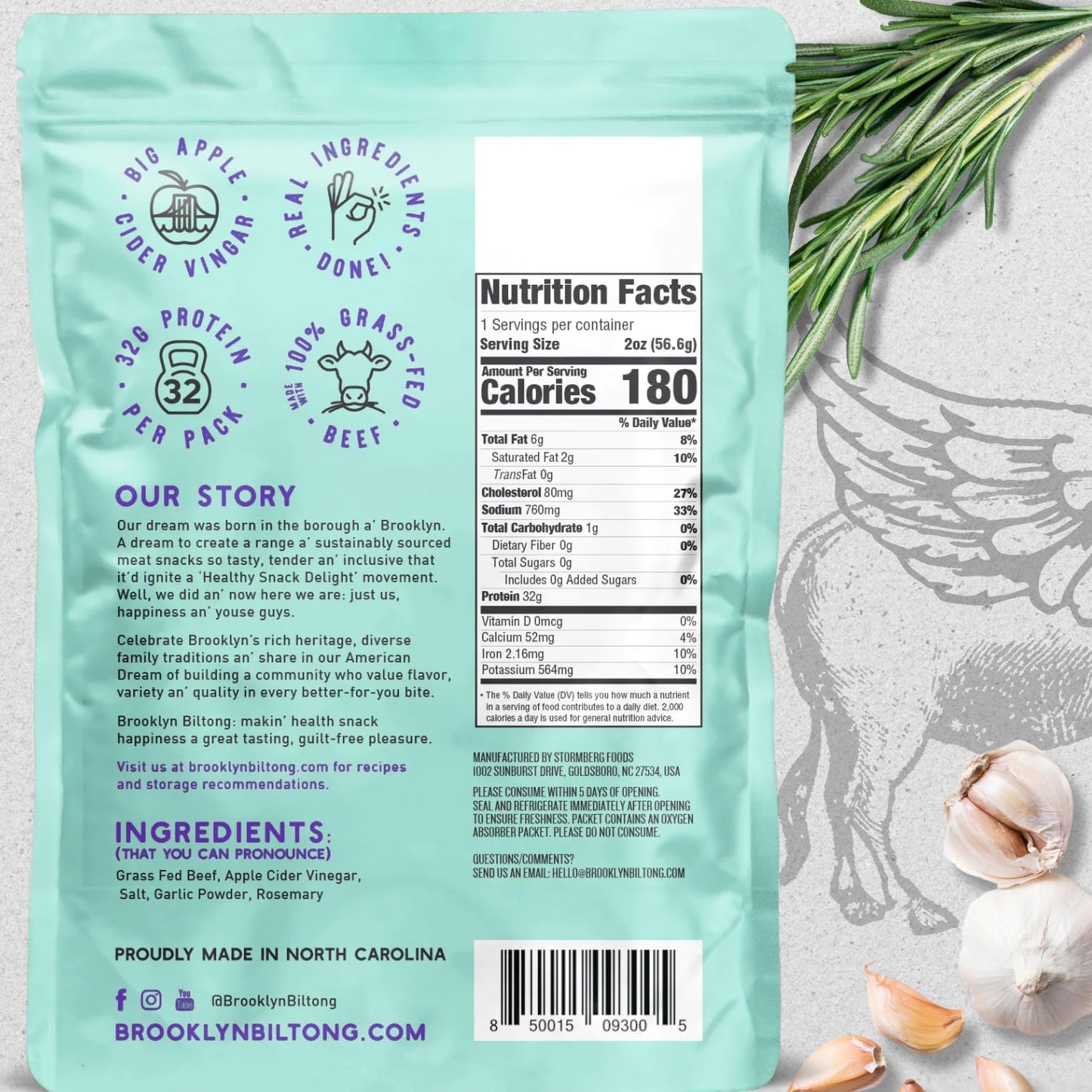 Air Dried Grass Fed Beef Snack (2 oz, Pack of 8) - Whole30 Approved, Paleo, Keto, Gluten Free, Sugar Free, Made in USA - (Steakhouse)