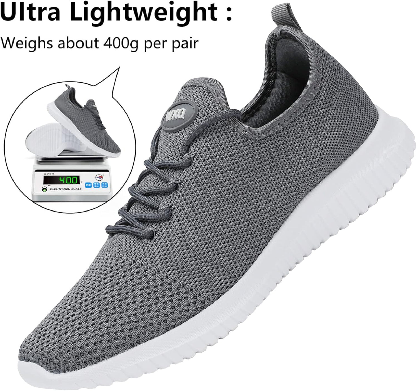 WXQ Men's Running Shoes Comfortable Lightweight Breathable Walking Shoes Mesh Workout Casual Sports Shoes