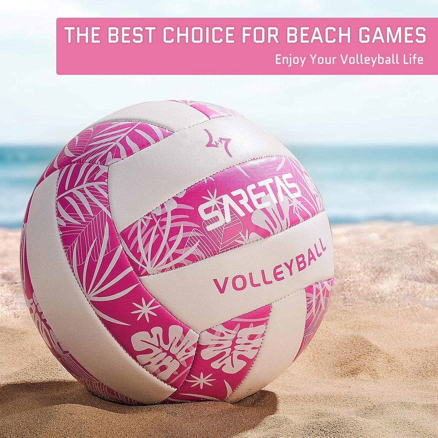 Volleyball Soft Beach Volleyball - Official Size for School, Indoor, Outdoor and Play Game Gym Workout - Play for Girls, Adults and Family.