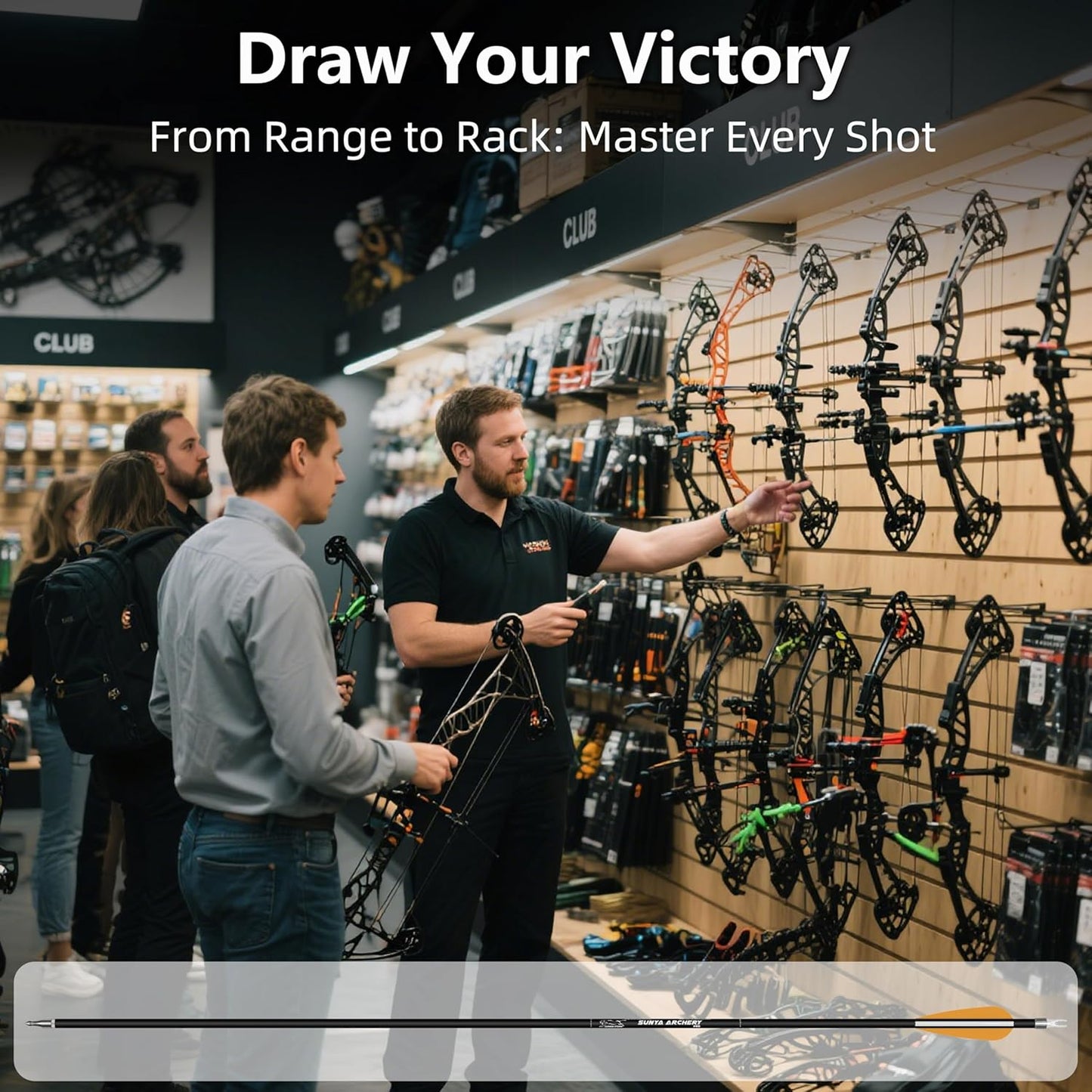 SUNYA 12-Pack 30 Inch Carbon Arrows Spine 500 or 400 for 40-60 LBS Bows｜Switch to Recurve/Compound Modes, Anti-Loose O-Ring & TPU Vanes for Hunting/Target Practice