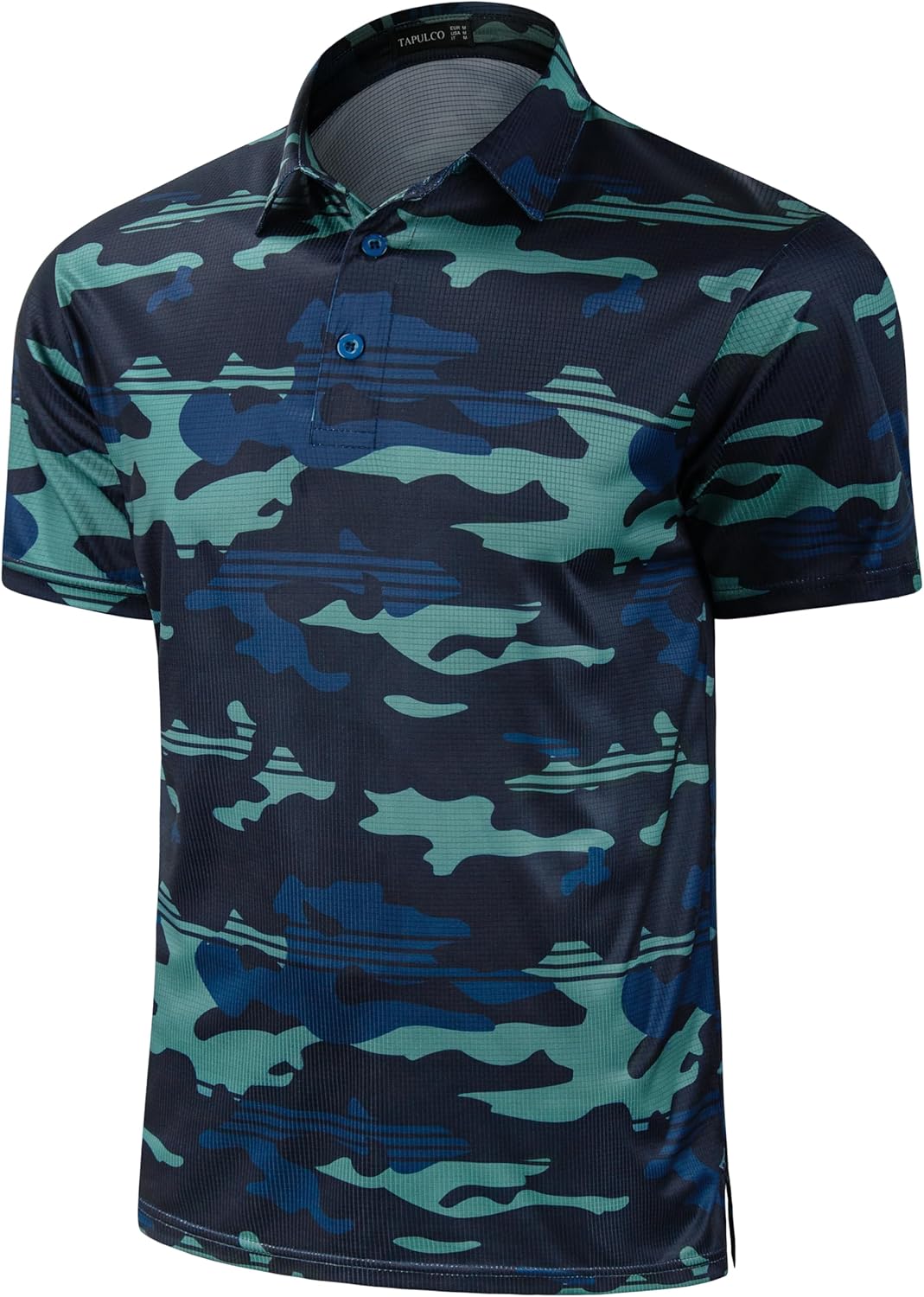TAPULCO Mens Quick Dry Polo Shirts Camouflage Pattern Performance Athletic Lightweight Breathable Casual Golf Tshirts