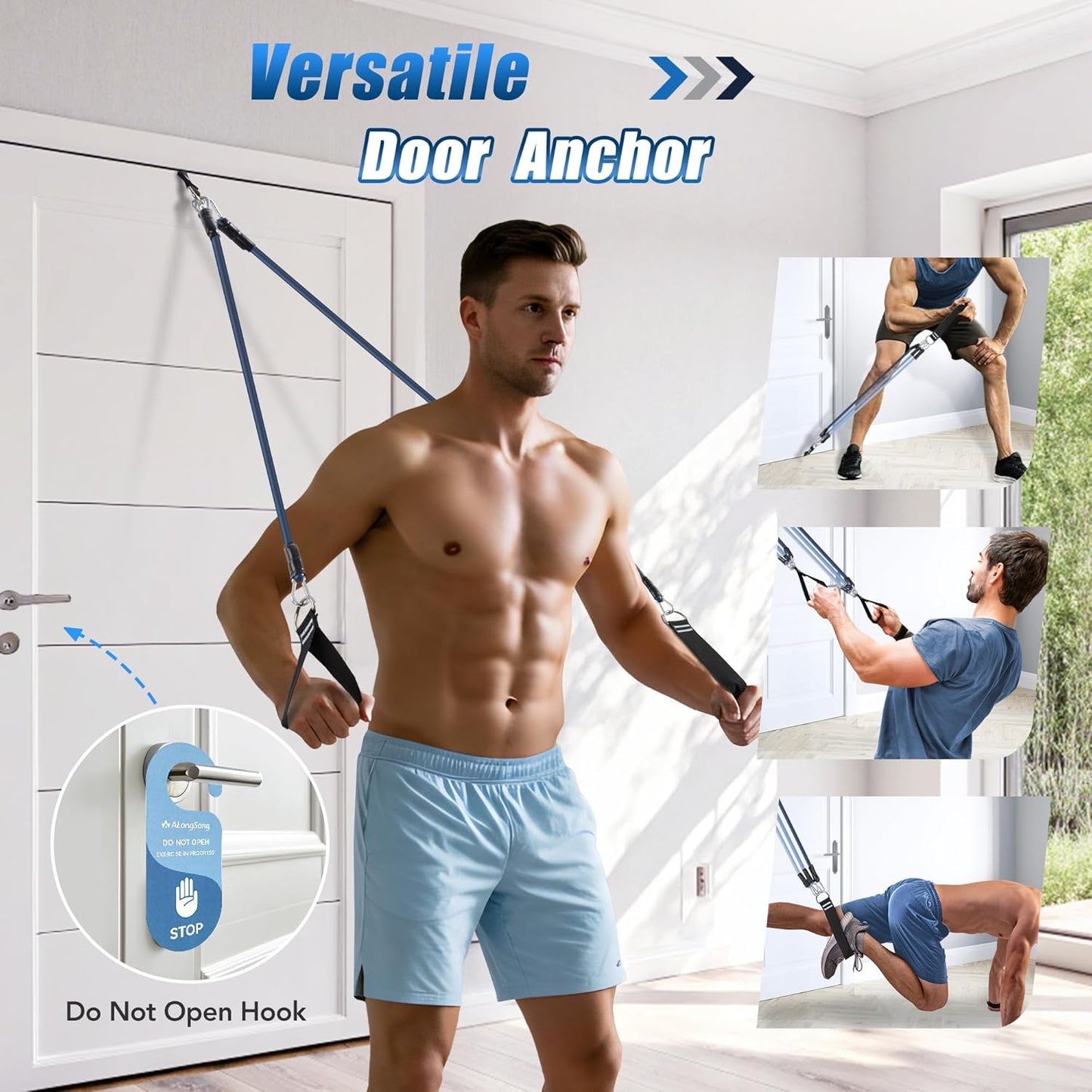 Upgraded Pilates Bar Kit with Resistance Bands Natural Latex for Women & Men, Heavy-Duty Stainless Steel Multifunctional Yoga Pilates Stick for Home Gym Exercise Fitness Equipment Full-Body Workouts