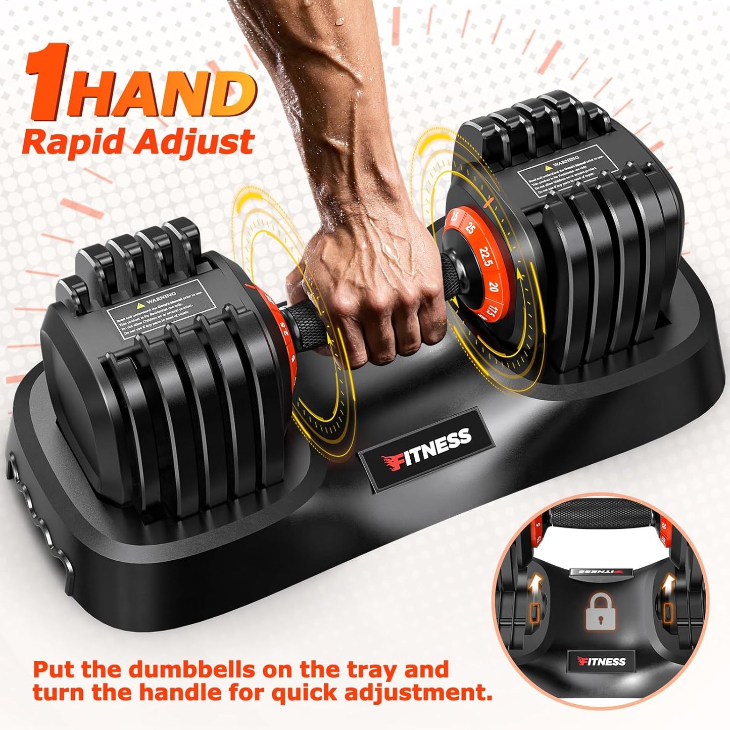 Adjustable Dumbbells Set of 2, 1 Hand Adjustable Weights Dumbbells Set, 5 in 1/10 in 1 Free Dumbbell with Anti-Slip Texture Handle, 25/55/80lb Pair Weight Set For Home Gym Suit both Men and Women