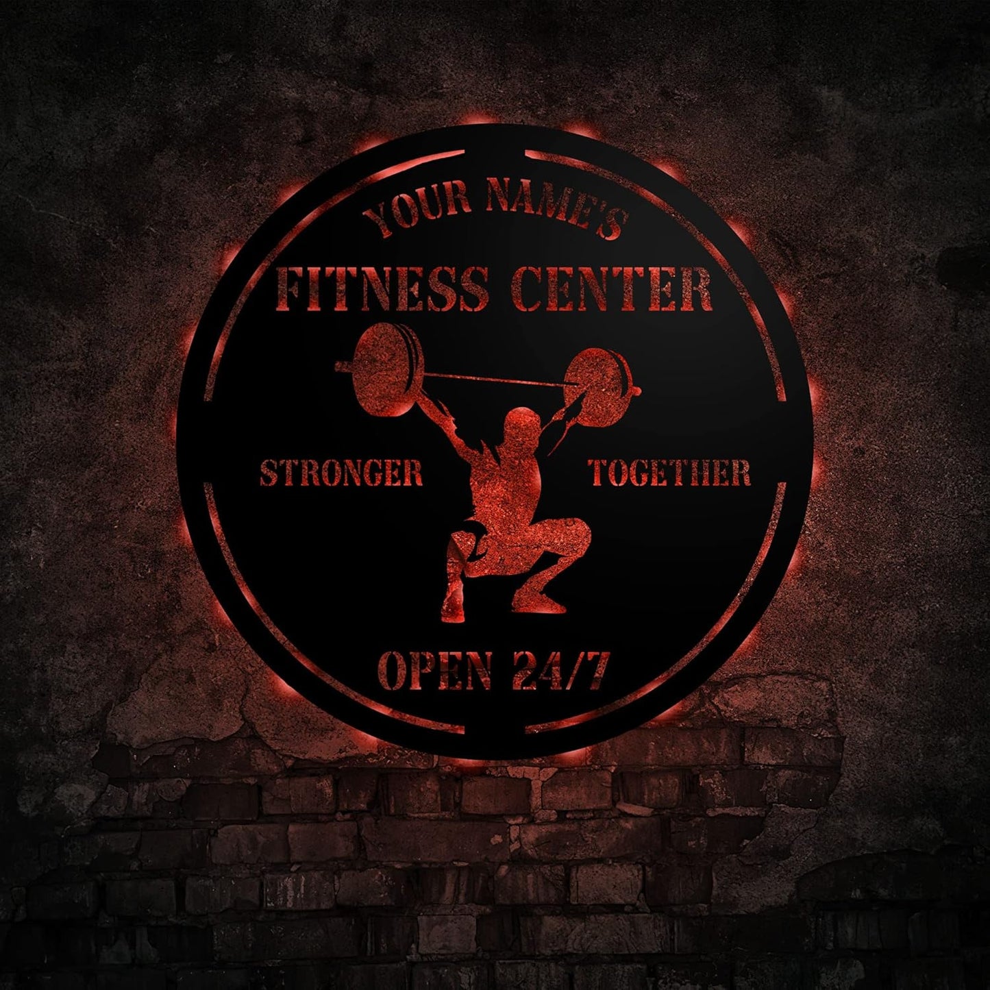 Personalized Home Gym LED Tin Metal Sign Multiple Sizes, Gym Sign Wall Decor, Exercise Workout Room Decor Fitness Center, Motivational Inspirational Hanging Wall Art Wall Plaque (04 w/lights)