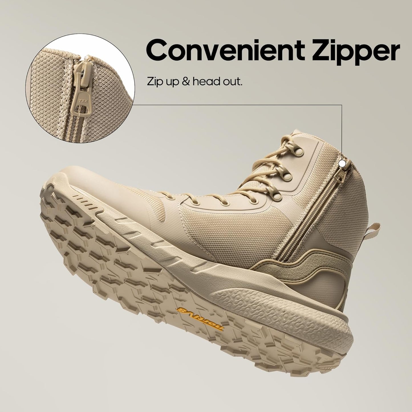 NORTIV 8 Men's Military Tactical Boot Lightweight Comfortable Boots for Work All Day Side Zipper Motorcycle Combat Hiking Boots Metrostrike(8-9 Inches)