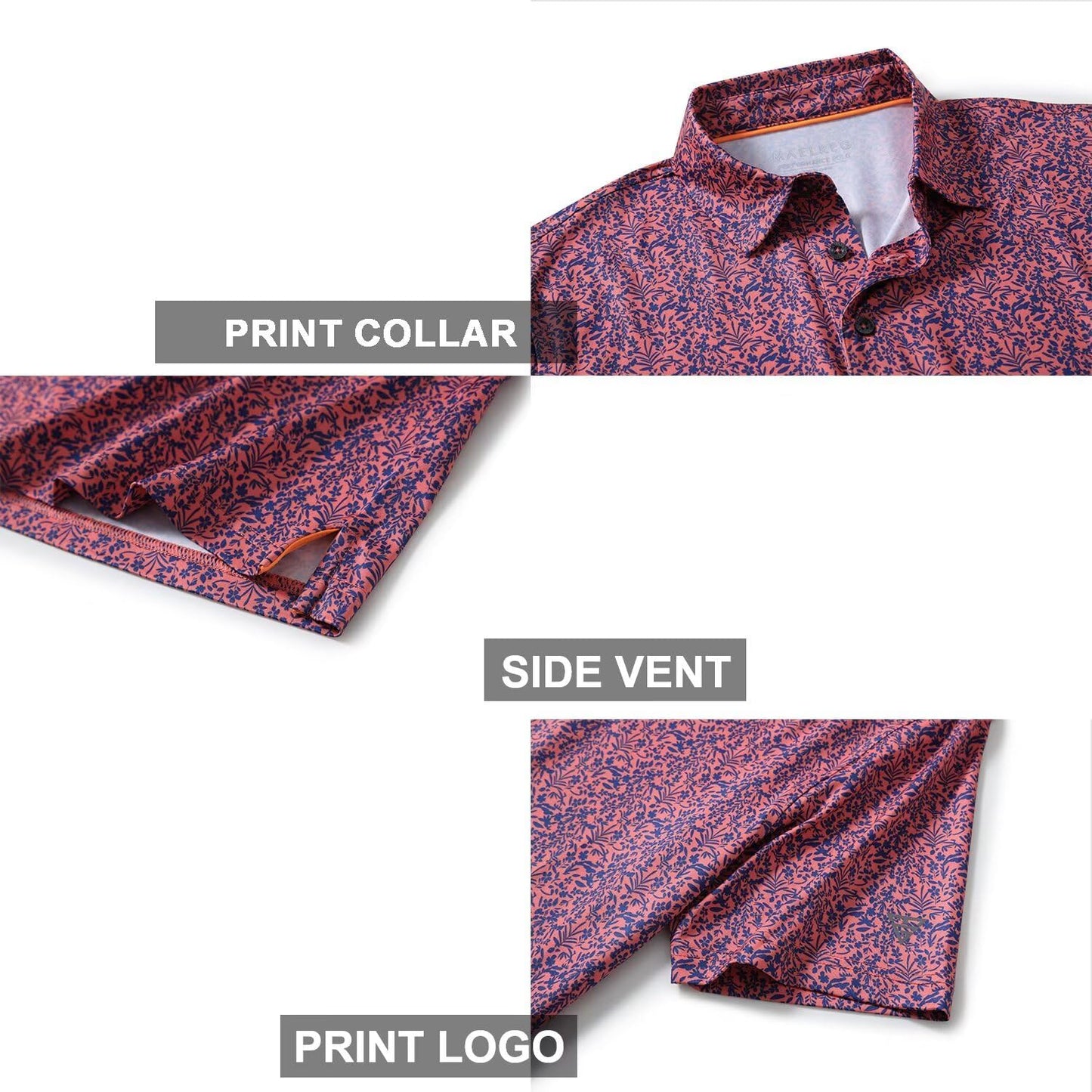 Men's Golf Polo Shirts Short Sleeve Striped Performance Moisture Wicking Dry Fit Golf Shirts for Men