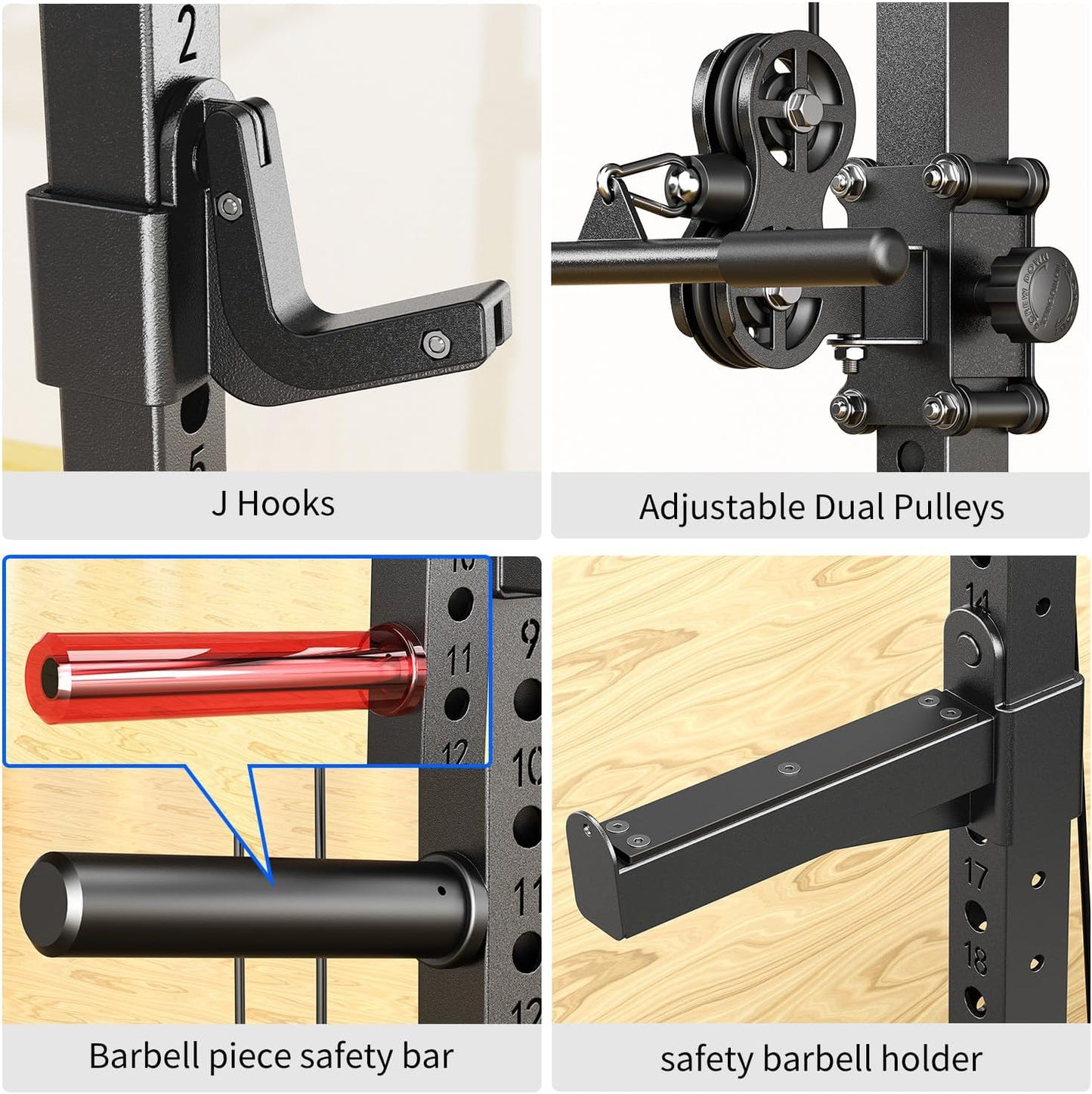 Power Cage,1600lbs Multi-Function Power Rack with Adjustable Cable Crossover System and More Training Attachment, Weight Cage for Home Gym