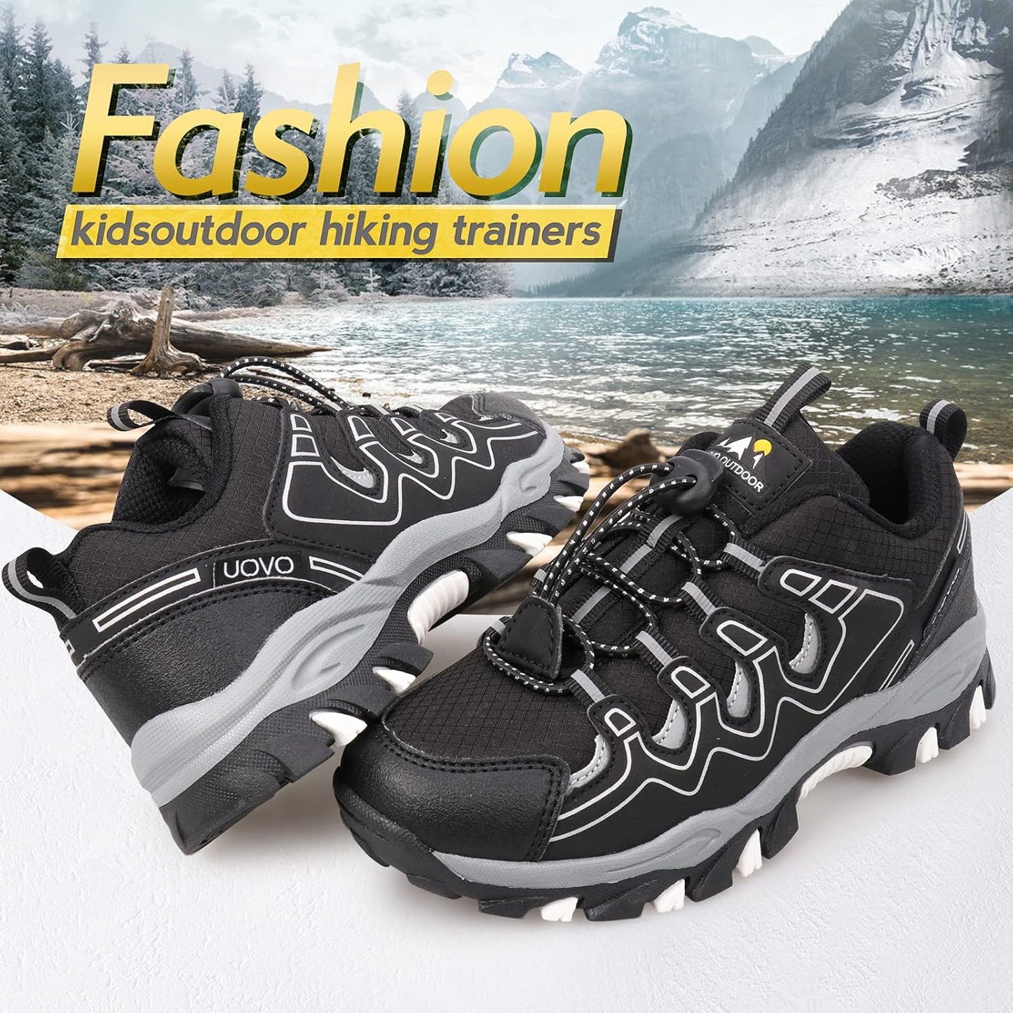 Boys Girls Hiking Trail Shoes Waterproof Slip Resistant Outdoor Trekking Walking Running Sneakers(Little/Big Kids)