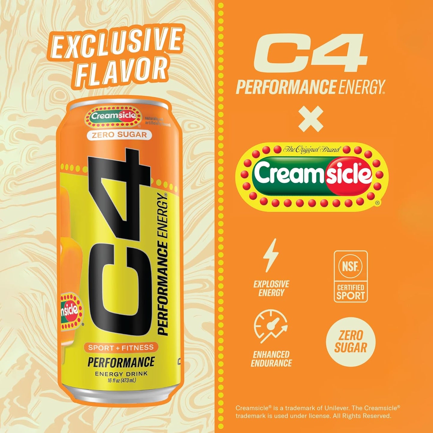 Cellucor C4 Performance Energy Drink | Zero Sugar Carbonated Preworkout Energy | 200mg Caffeine with Beta Alanine | Orange Creamsicle | 16 Fl Oz (12 Pack)