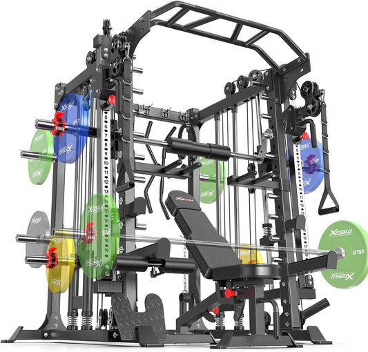 Power Cage,1600lbs Multi-Function Power Rack with Adjustable Cable Crossover System and More Training Attachment, Weight Cage for Home Gym
