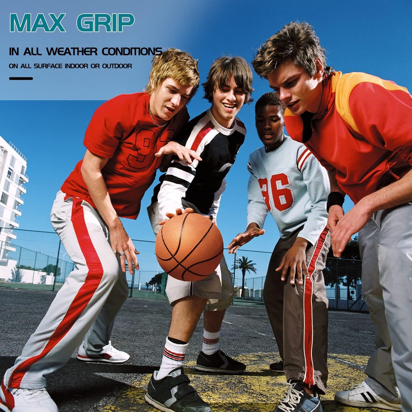 6 Pack 29.5" Official Size 7 Basketball Balls Inflatable with Pump for Men and Women for Outdoor, Indoor or Training, Mens Adult Basketball