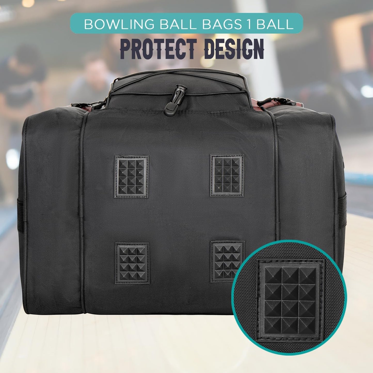 WOLT Bowling Ball Bag for Single Ball - Bowling Ball Tote Bag with Padded Ball Holder, 2 Pockets fit Bowling Shoes Up to Mens Size 14 and Accessories