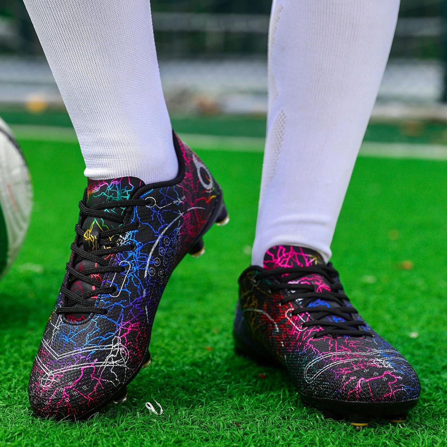 Boys' Soccer Shoes Kids Firm Ground Soccer Cleats Girls Athletic Sneakers Outdoor Turf Football Shoes for Little/Big Kid