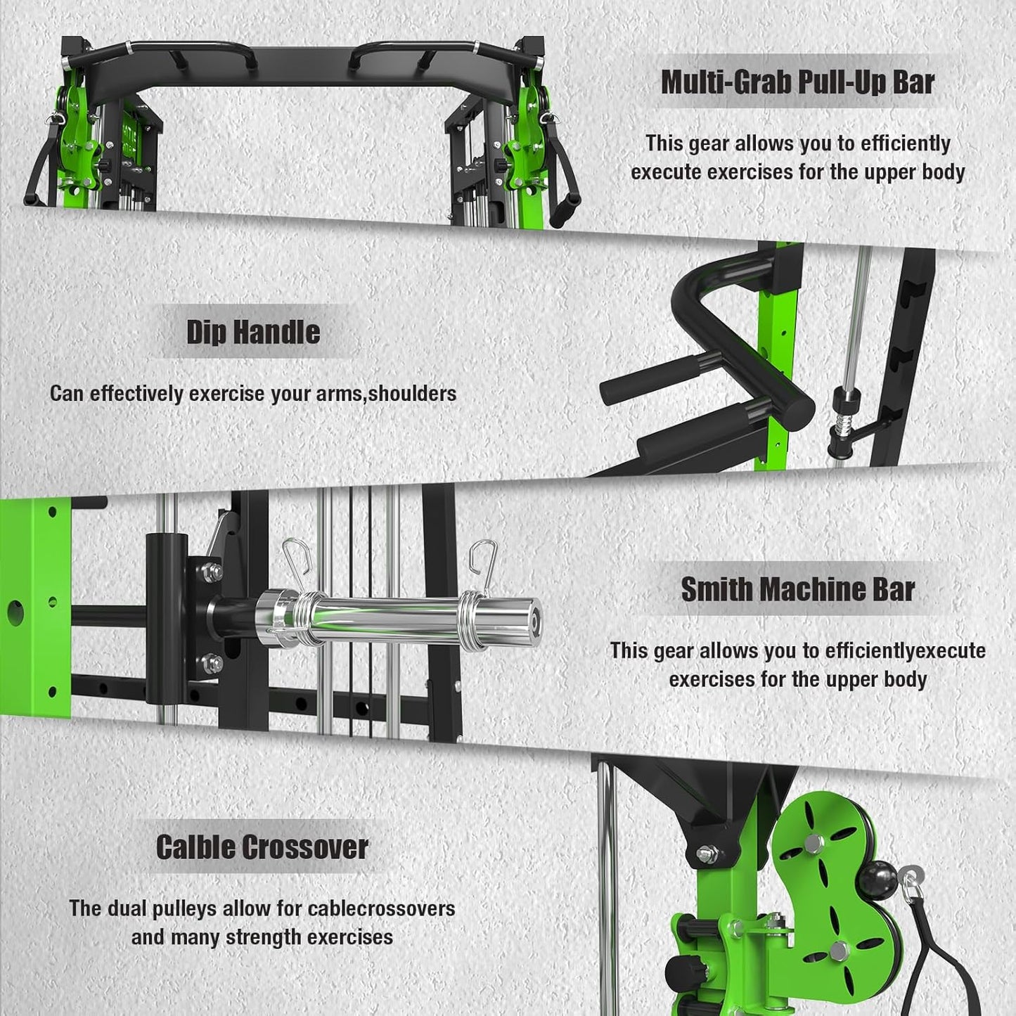Smith Machine,2200 LBS Squat Rack for Home Gym with Dual Pulley System,Multifunctional Power Rack Cage for Strength Training with More Attachments