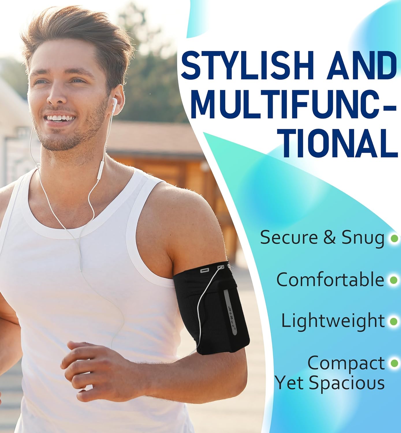 HiRui Running Armband Sleeve Universal Sports Armband Cell Phone Holder Armband for Exercise Workout, Compatible with iPhone 16/15/14/13/Plus/Pro Samsung Galaxy All Phones (XL, Black)