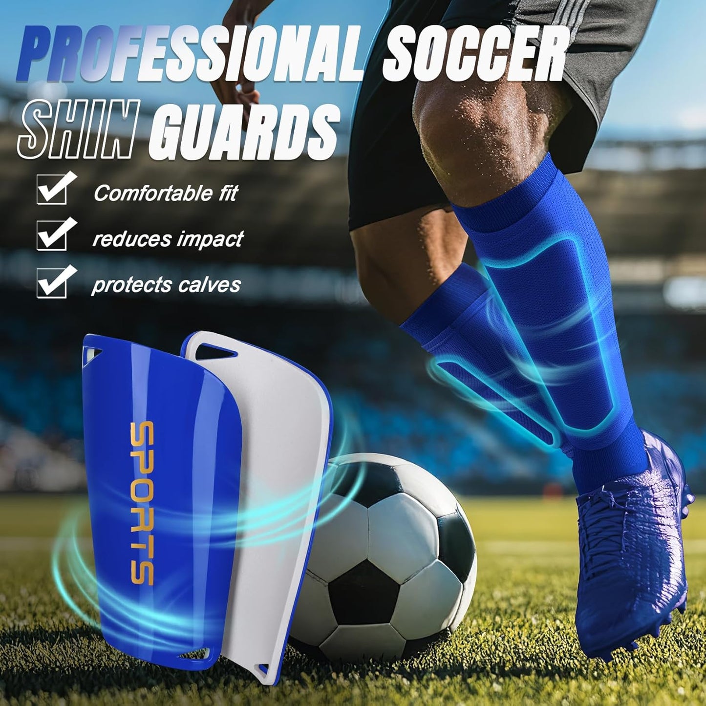 XZQTIVE Soccer Shin Guards with Shin Sleeves and Soccer Socks, Football Shin Pads Set for Kids Youth and Adult