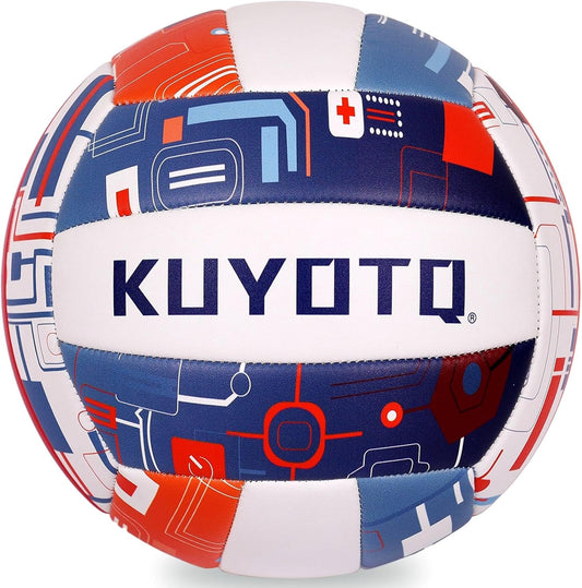 KUYOTQ Official Size 5 in&Outdoor Beach Volleyball,3MM Thickened Surface Soft Leather Youth Womens Mens Volleyball for Game Gym Training(Deflated)