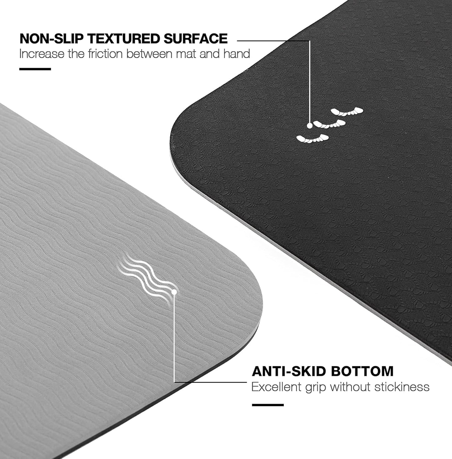 Large Yoga Mat for Men and Women 1/4 & 2/5 Inch Extra Thick TPE Fitness Mat for Home Gym Workout, Non-Slip, Eco Friendly Exercise Mat for Yoga, Pilates, Stretching, Meditation